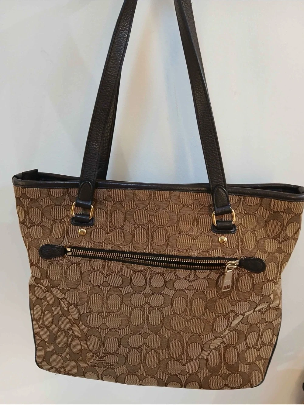 Coach Signature Canvas Tote in Brown and Dark Brown